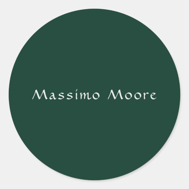 Sticker Rond Vert foncé Élégant Casual Propre Nom Écriture manu (Devant)