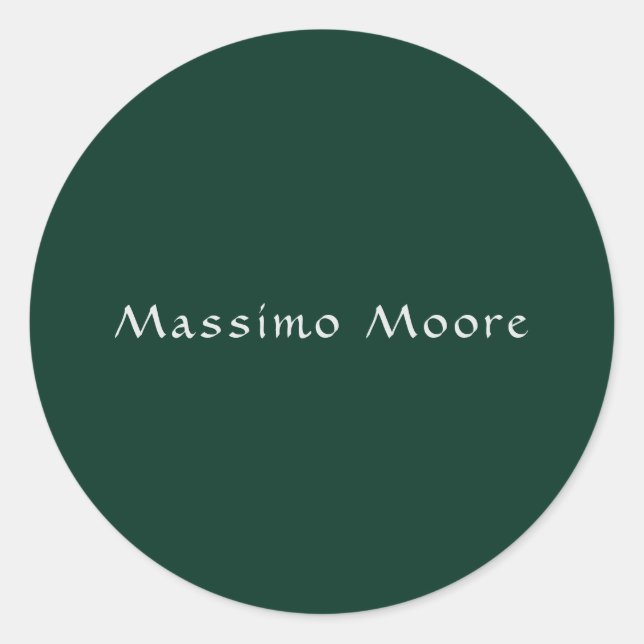 Sticker Rond Vert foncé Élégant Casual Propre Nom Écriture manu (Devant)