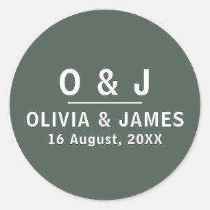 Sticker Rond Vert Foncé Moss Moderne Minimaliste Scandi Maria