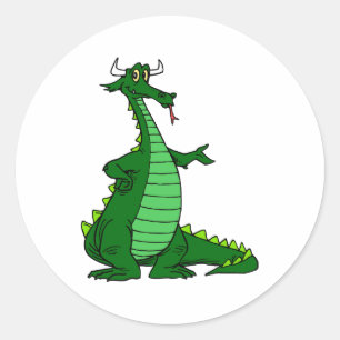 Sticker Rond Vert idiot de dragon