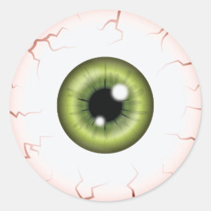 Sticker Rond Vert Iris Eyeball Effrayant Saignant Oeil Hallowee