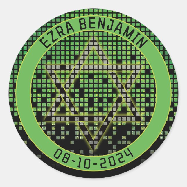 Sticker Rond Vert Jeu Vidéo de Jeu Noir Bar Mitzvah (Devant)