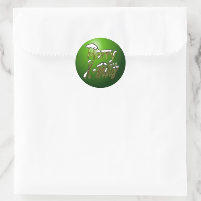 Sticker rond vert Joyeux X-mas (Sac)
