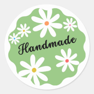 Sticker Rond Vert minimaliste esthétique Fleur marguerite artis