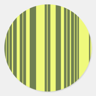 Sticker Rond Vert olive et rayures jaune citron