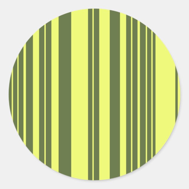 Sticker Rond Vert olive et rayures jaune citron  (Devant)