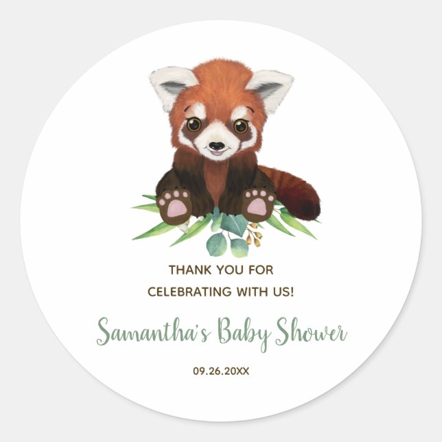 Sticker Rond Vert Ours Mignonne Baby shower Neutre Favoriser (Devant)
