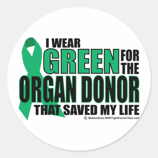 Sticker Rond Vert pour le donateur d'organe (Devant)
