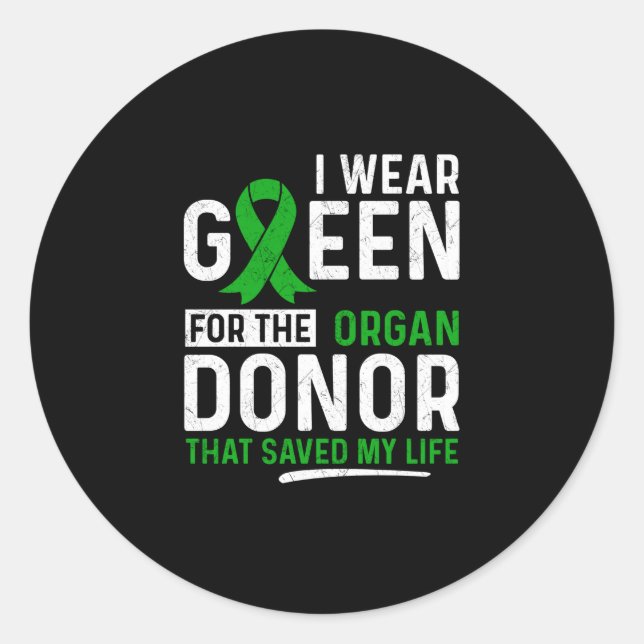 Sticker Rond Vert Pour Les Organes Donateurs Transplant Rein Li (Devant)