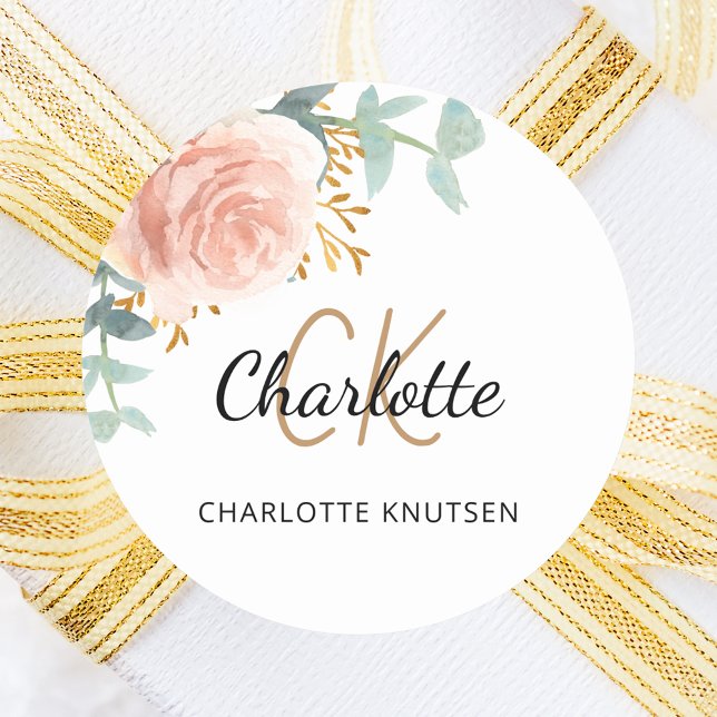 Sticker Rond Vert rose or rose rose fleurie Sweet 16 (Créateur téléchargé)