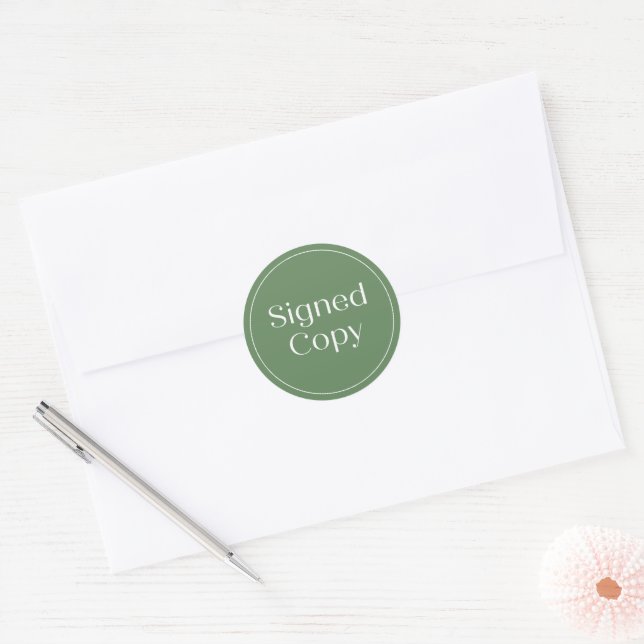 Sticker Rond Vert sage | Copie Signée simple Comique de roman (Enveloppe)