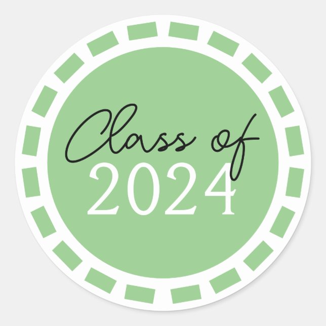 Sticker Rond Vert sauge et graduation filmstrip blanc (Devant)
