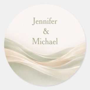 Sticker Rond Vert sauge et ivoire mariage personnalisé