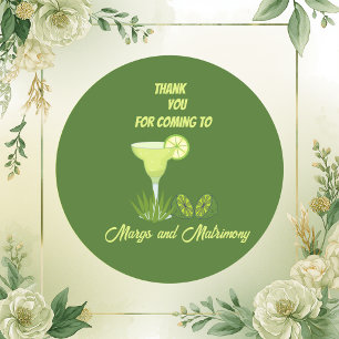 Sticker Rond vert sauge margs et matrimony merci