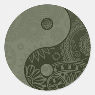 Sticker Rond Vert sauge modelé de Yin Yang