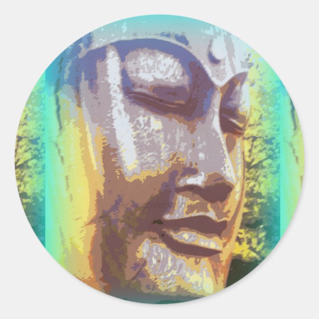 Sticker Rond Vert visage bouddha (Devant)