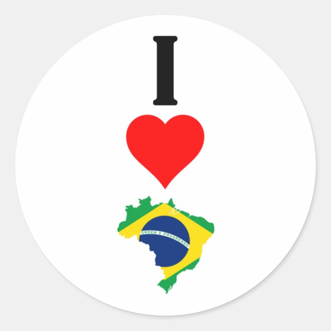 Sticker Rond Vertical I Love Brazil / I Heart Brazil Brésil (Devant)