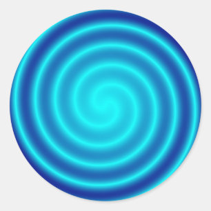 Sticker Rond Vertigo bleu spirale
