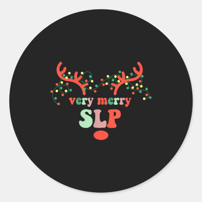 Sticker Rond Very Merry Slp Reindeer Christmas Speech Therast X (Devant)