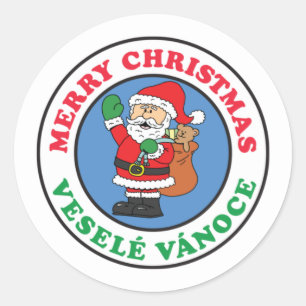 Sticker Rond Vesele Vanoce Tchèque Noël Père Noël