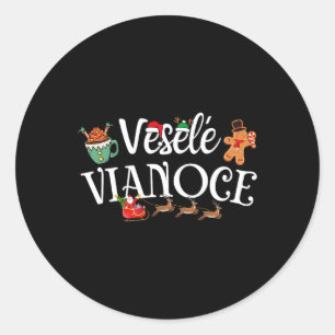 Sticker Rond Veselé Vianoce Slovaque Joyeux Noël Vesele Viano