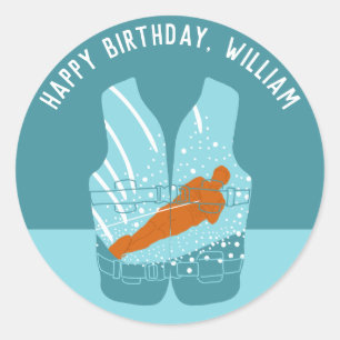 Sticker Rond Veste de ski nautique Graphique Personnalisé