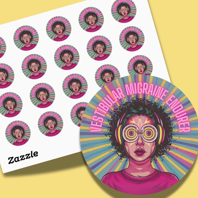 Sticker Rond Vestibular Migraine Enduré maladie chronique (Créateur téléchargé)