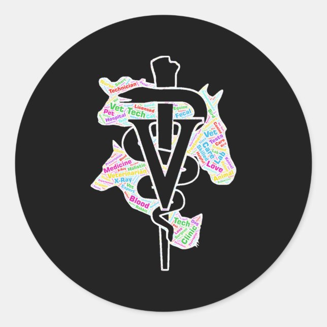 Sticker Rond Vet Tech Animal Et Vet Tech (Devant)