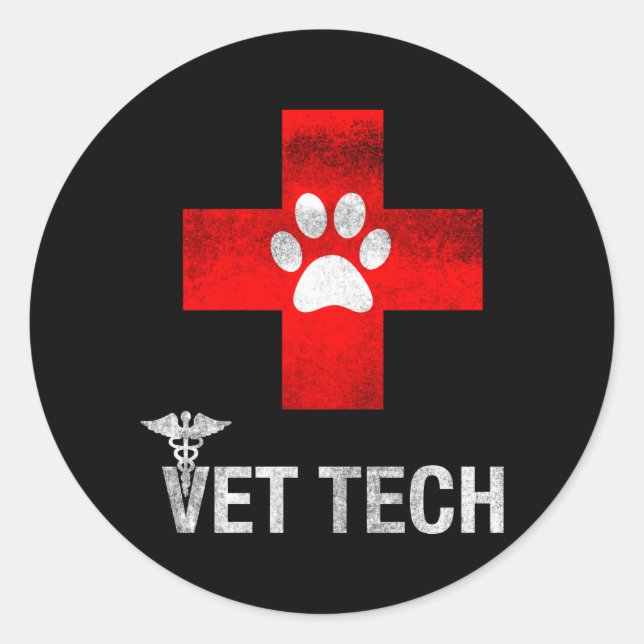Sticker Rond Vet Tech Style désaffecté Vet Tech (Devant)