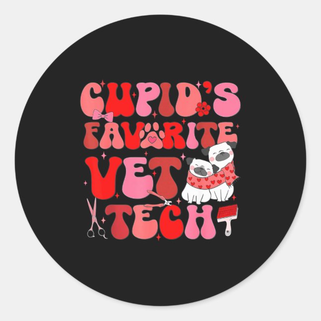 Sticker Rond Vet Tech Valentines Day Veterinary Vet Student Vet (Devant)