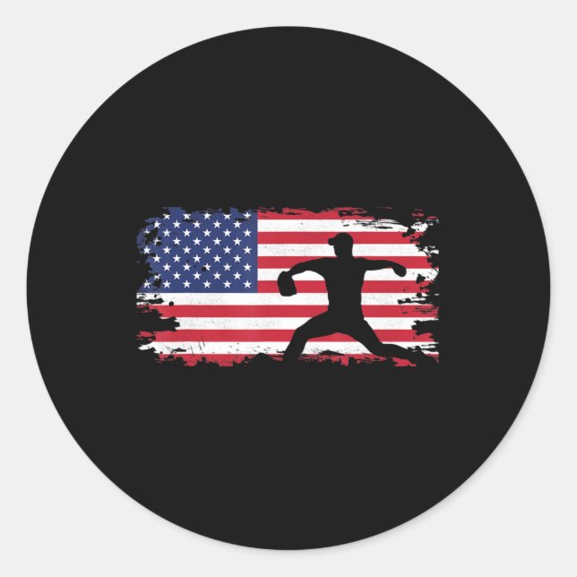Sticker Rond Vêtement de baseball américain de Pitcher - Baseba (Devant)