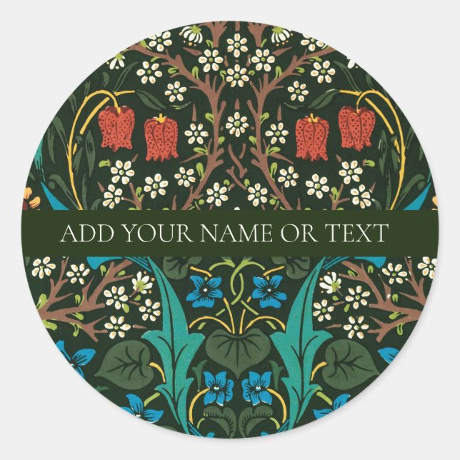 STICKER ROND VÊTEMENT D'ENVELOPPE WILLIAM MORRIS AVEC MOTIF TUL (Devant)