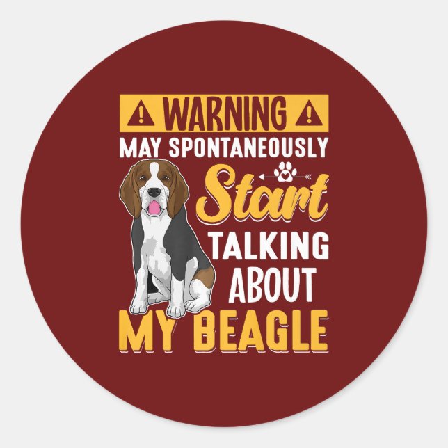 Sticker Rond Vêtements beagles d'art de chien / Amoureux de les (Devant)