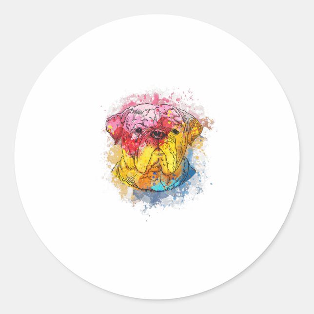Sticker Rond Vêtements Bulldog Pour Chien À Balles Anglais Moma (Devant)