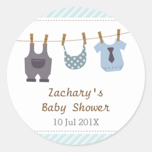 Sticker Rond Vêtements de bébé modernes Fête de douche bébé gar