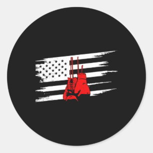 Sticker Rond Vêtements de boîte à drapeau américain - Boxe