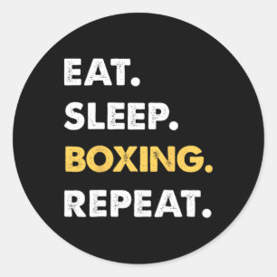Sticker Rond Vêtements de boxe amusants Mangez Sleep Boxing Rép