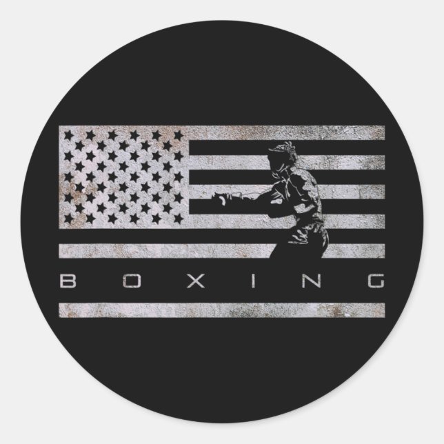 Sticker Rond Vêtements de boxe Drapeau Américain - Boxe 1  (Devant)