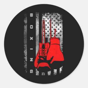 Sticker Rond Vêtements de boxe Drapeau Américain - Boxe 2 