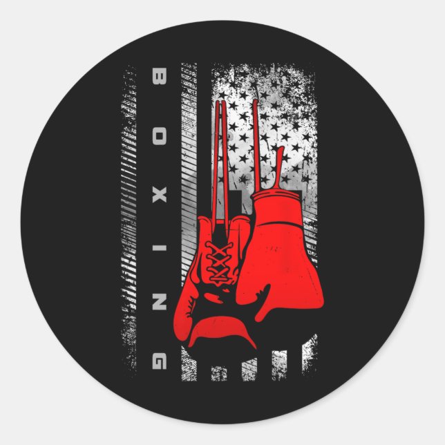 Sticker Rond Vêtements de boxe Drapeau Américain - Boxe 2  (Devant)