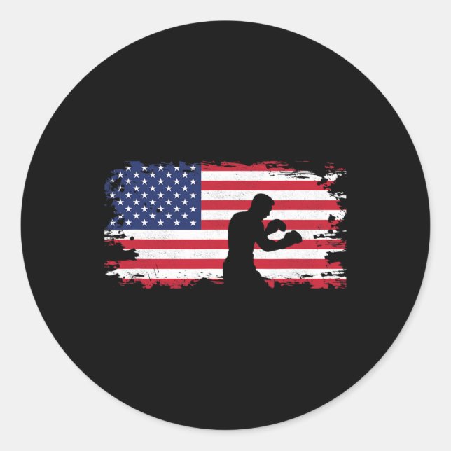 Sticker Rond Vêtements de boxe Drapeau Américain - Femmes de bo (Devant)
