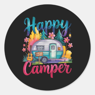 Sticker Rond Vêtements de camping drôles et heureux pour enfant