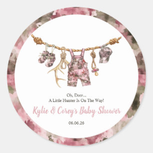 Sticker Rond Vêtements de chasse Linge rose camouflage Fille Ba