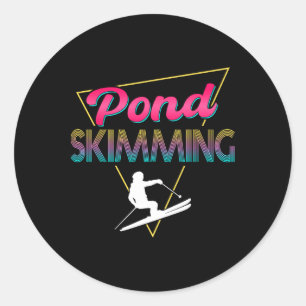 Sticker Rond Vêtements de dérapage d'étang Rétro 80s Skieur d'é
