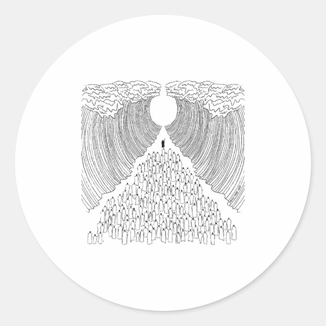 Sticker Rond Vêtements de foi chrétiens Séparation de la mer Ro (Devant)