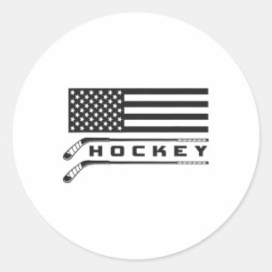 Sticker Rond Vêtements de hockey avec drapeau américain - Hocke