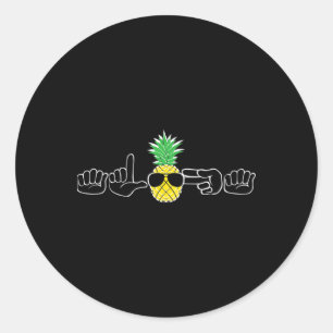 Sticker Rond Vêtements de langue des signes Asl Plage Sourds Si