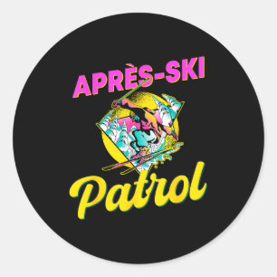Sticker Rond vêtements de patrouille de ski après 80s rétro 90s