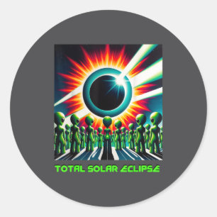 Sticker Rond Vêtements drôles d'alien éclipse solaire totale 4.