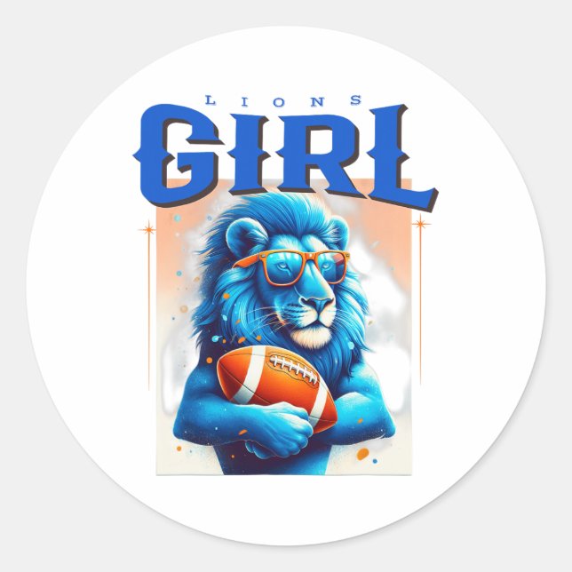 Sticker Rond Vêtements Fille Lions Fan Sports de Football Améri (Devant)